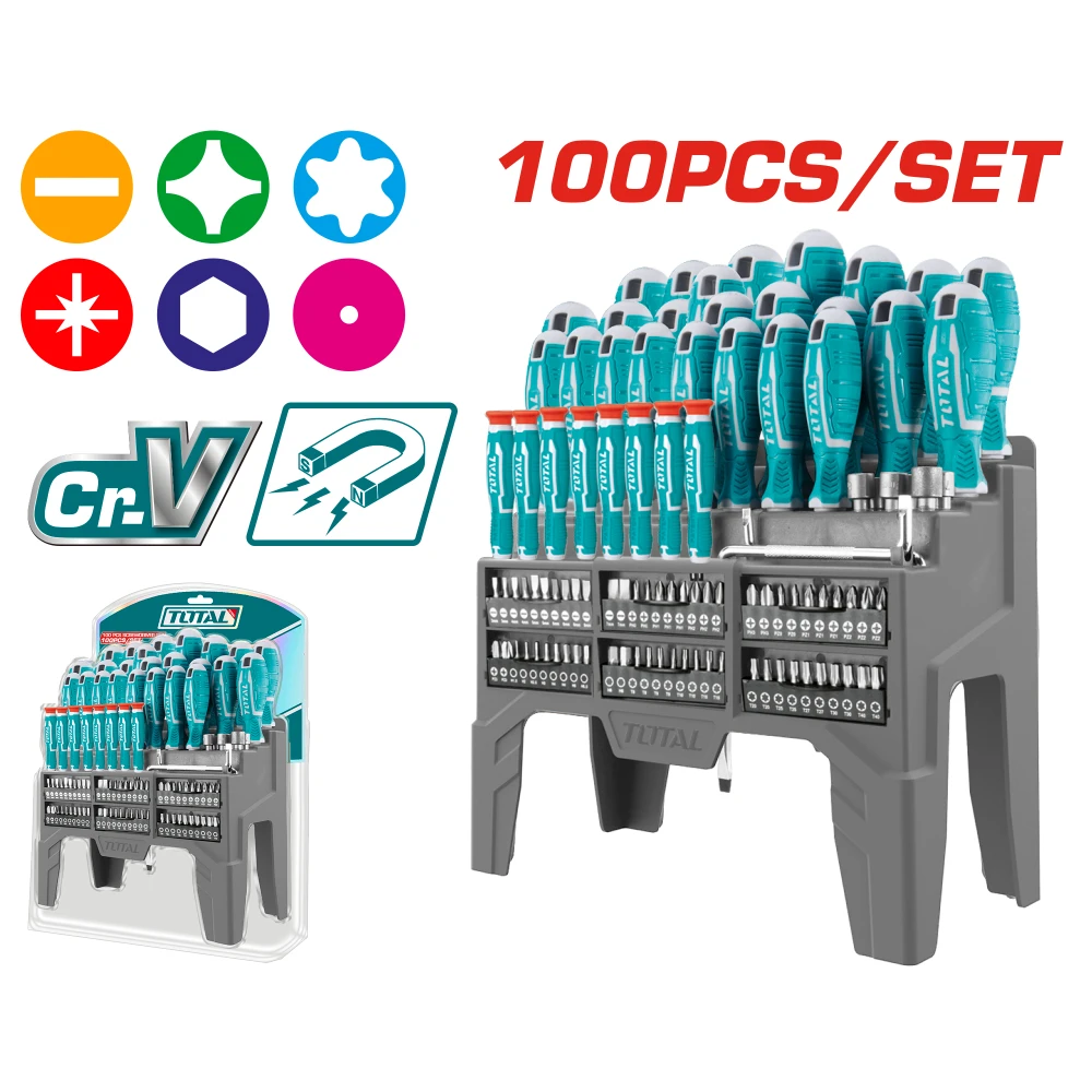 Комплект отвертки и битове TOTAL, 100 части - image