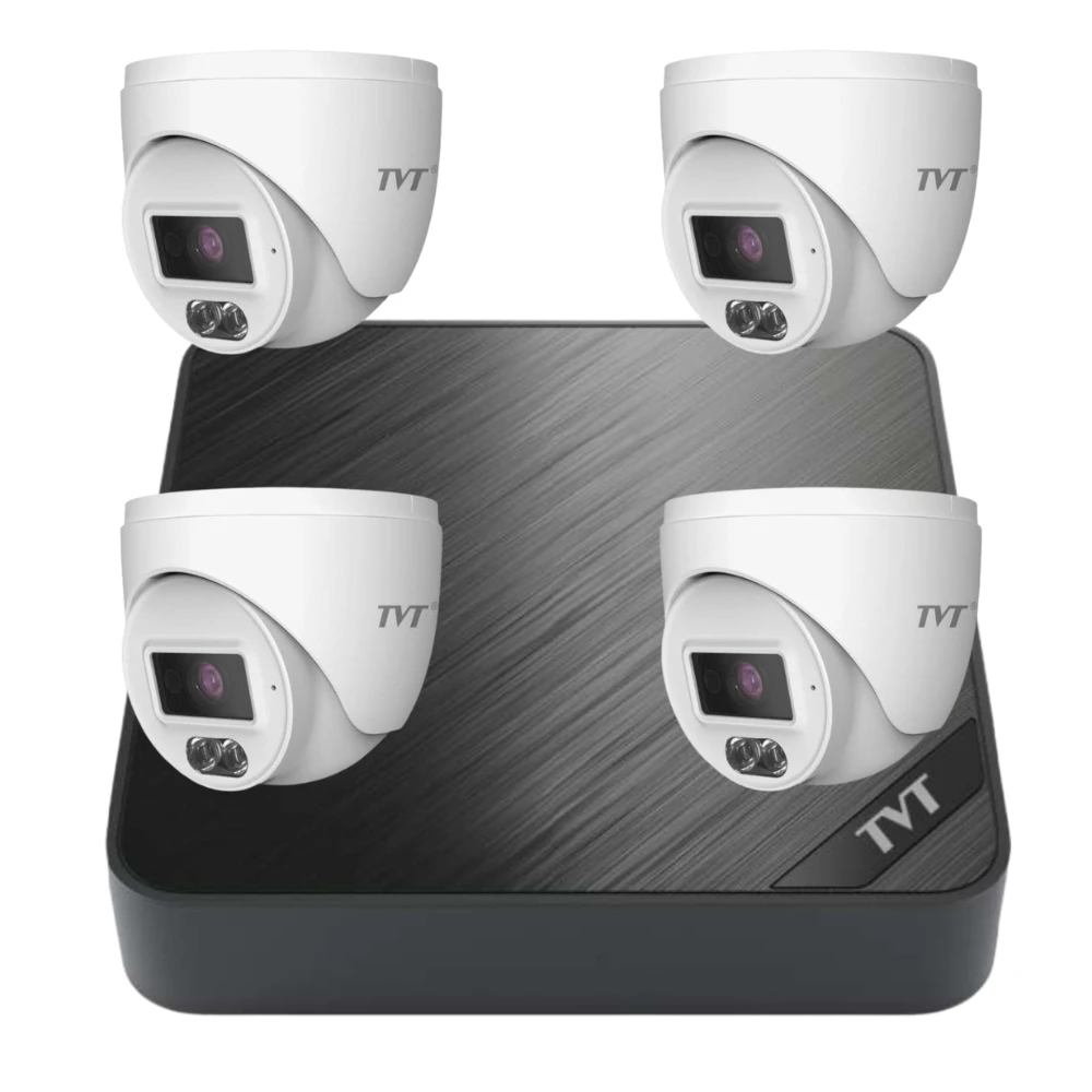 TVT Комплект 4 POE куполни камери и NVR - image