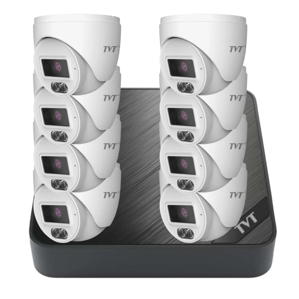 TVT Комплект 8 POE куполни камери и NVR - image