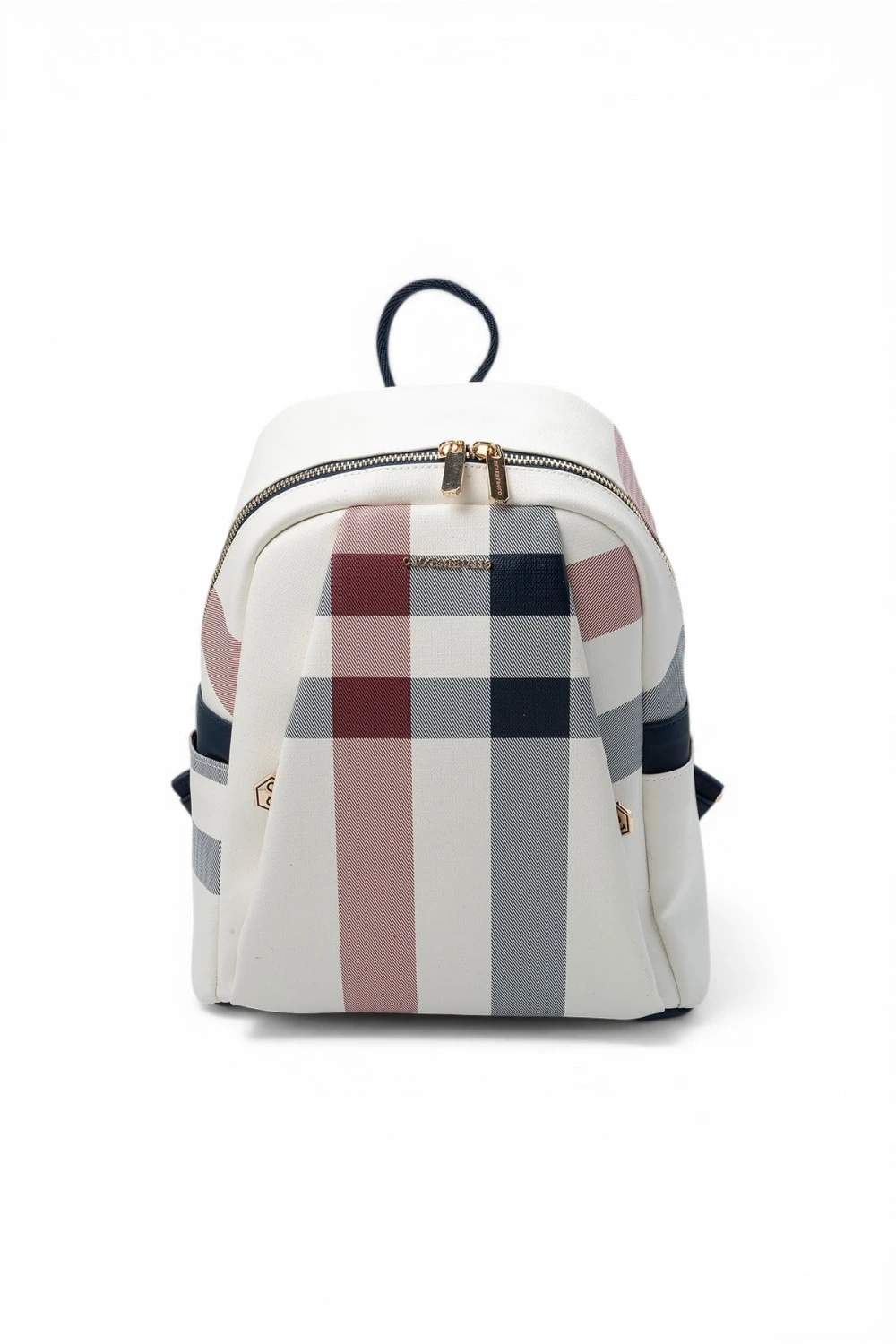 Дамска раница в цвят бяло каре  от еко кожа SILVER&POLO - image