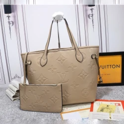 LV / Neverfull MM / Monogram Empreinte Beige / 31 x 28 x 14 см