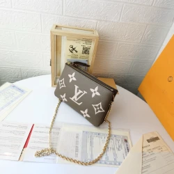 LV / Double Zip Pochette / Khaki / 20 x 12.5 x 3 см