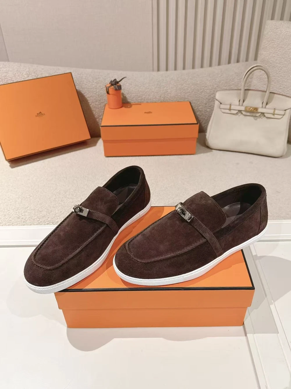 Hrms Suede Loafer with Kelly Buckle - image