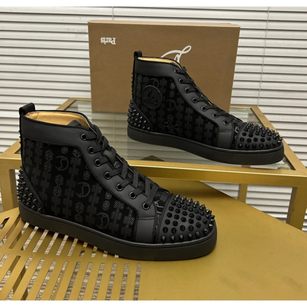 Christian Louboutin / High Top Studded / Black Spikes - image