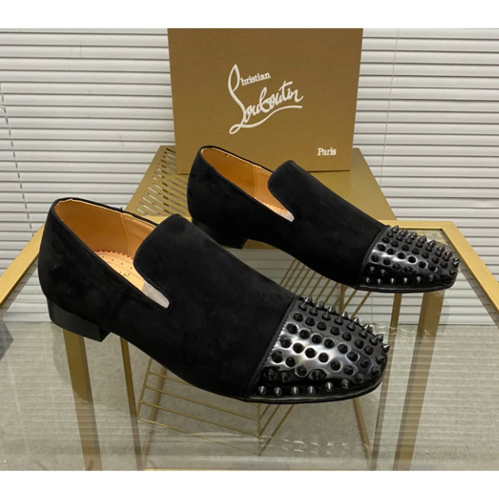 Christian Louboutin / Velvet Spiked Toe Loafer / Black - image