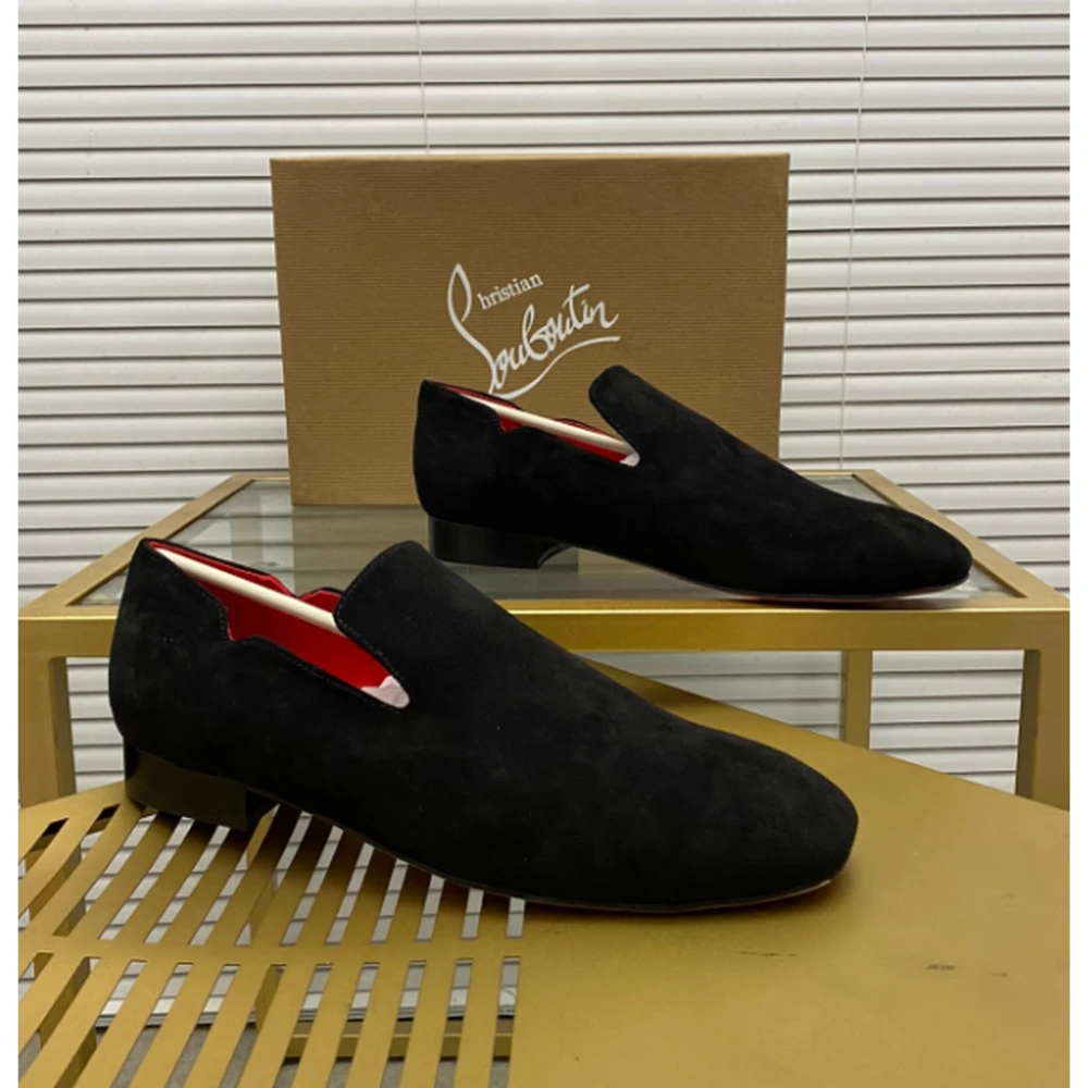 Christian Louboutin / Red Lined Velvet Loafer / Black - image