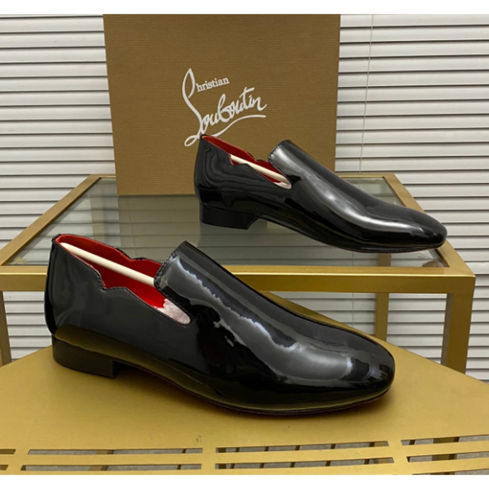 Christian Louboutin / Gloss Red Lined Loafer / Black - image