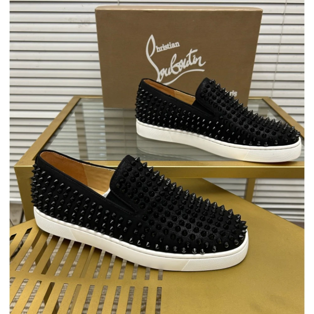 Christian Louboutin / Spiked Slip-On White Sole / Black White Sole - image
