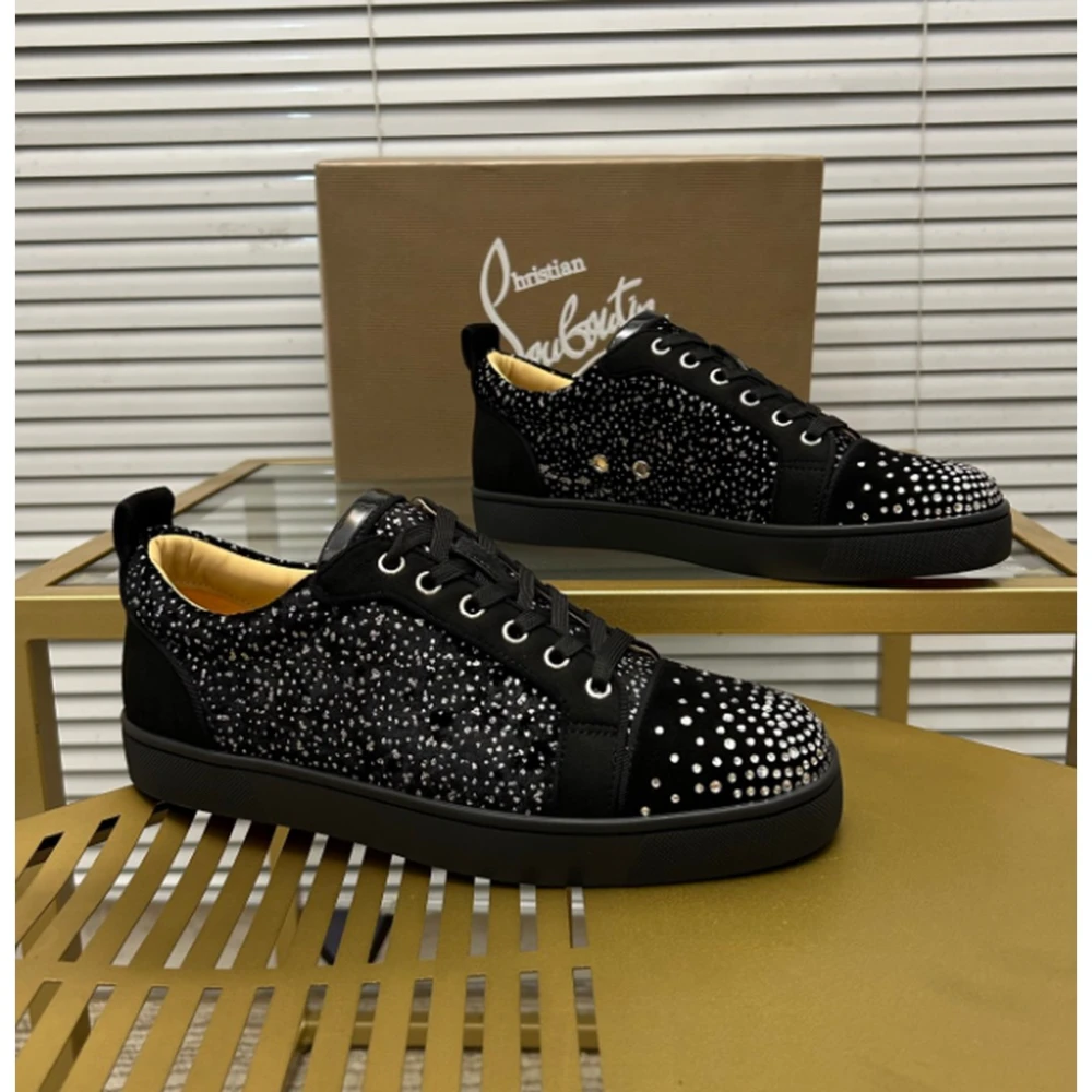 Christian Louboutin / Crystal Toe Spikes Low / Black Glitter - image