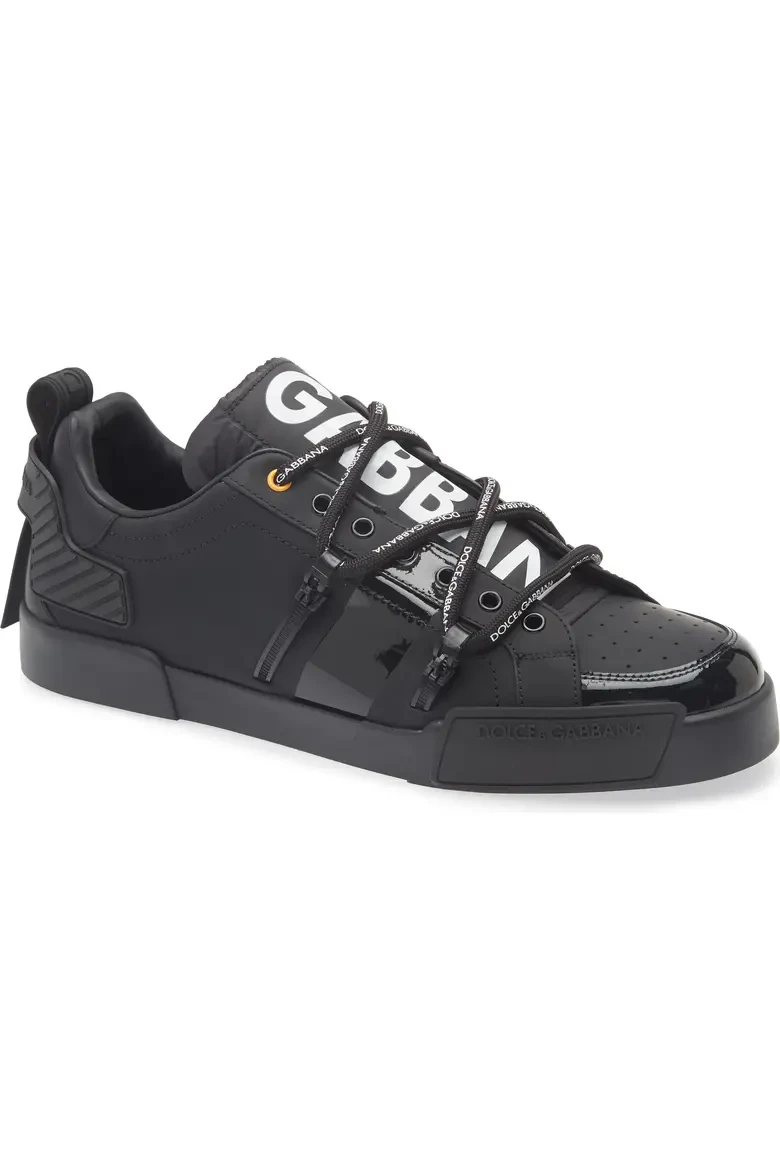 D&G Black Leather Logo Sneaker - image