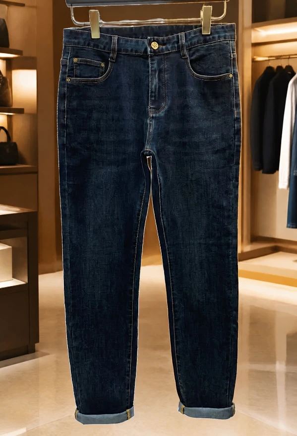 LV Back Pocket Embroidered Jeans / Blue - image