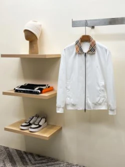 BUR Check Collar Cotton Jacket / White