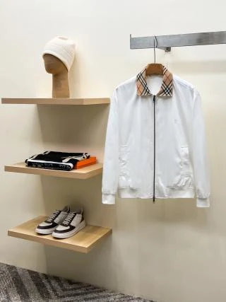 BUR Check Collar Cotton Jacket / White - image