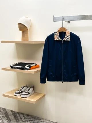 BUR Check Collar Cotton Jacket / Navy - image