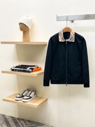 BUR Check Collar Cotton Jacket / Black - image