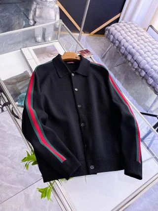 GG Striped Wool Button Cardigan / Black - image