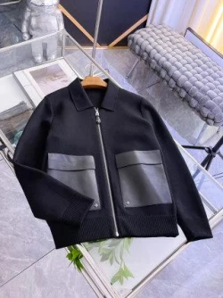 LV Contrast Pocket Wool Cardigan / Black