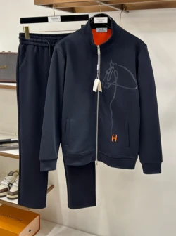 HRMS Embroidered Horse Zip Tracksuit / Navy