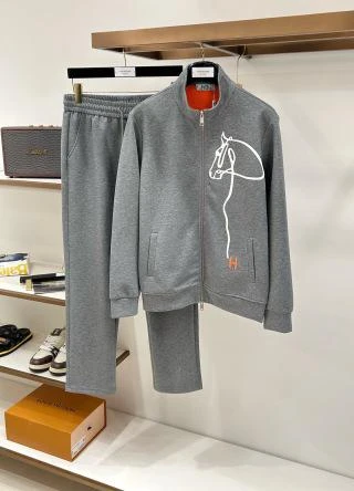 HRMS Embroidered Horse Zip Tracksuit / Grey - image
