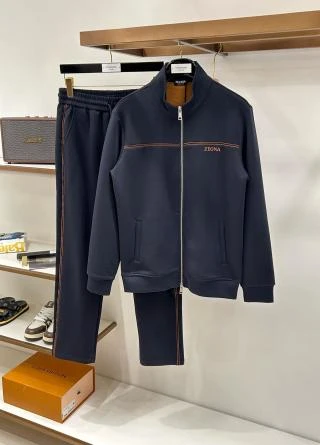 ZEG Stand Collar Contrast Line Tracksuit / Navy - image