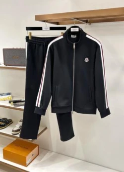 MON Stand Collar Side Stripe Tracksuit / Black