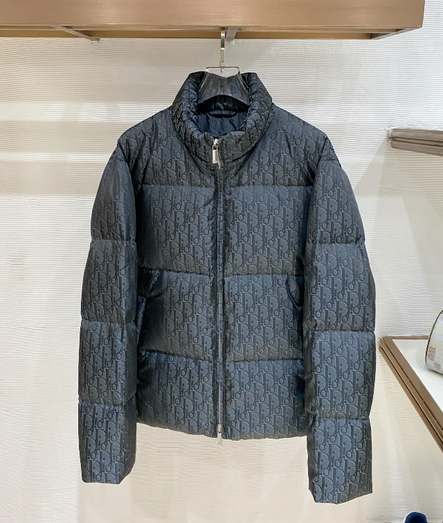 CD Monogram Stand Collar Down Jacket / Dark Grey Monogram - image