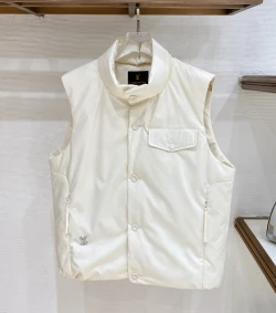LV Pocket Stand Collar Down Vest / Ecru