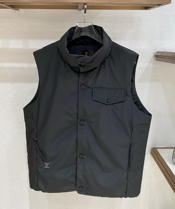 LV Pocket Stand Collar Down Vest / Black - image