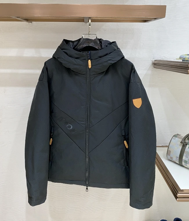 LV Hooded Embossed Down Jacket / Black - image