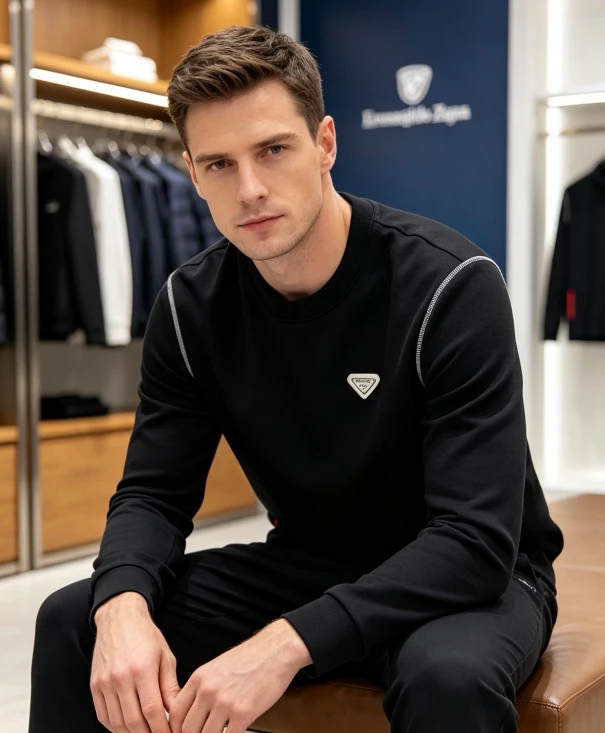 PRD Contrast Shoulder Seam Long Sleeve / Black - image
