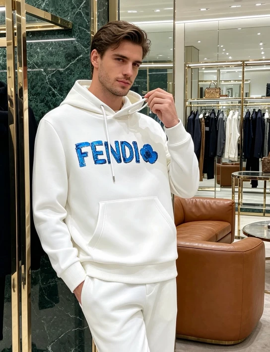 FF Blue Lettering Hoodie / White - image