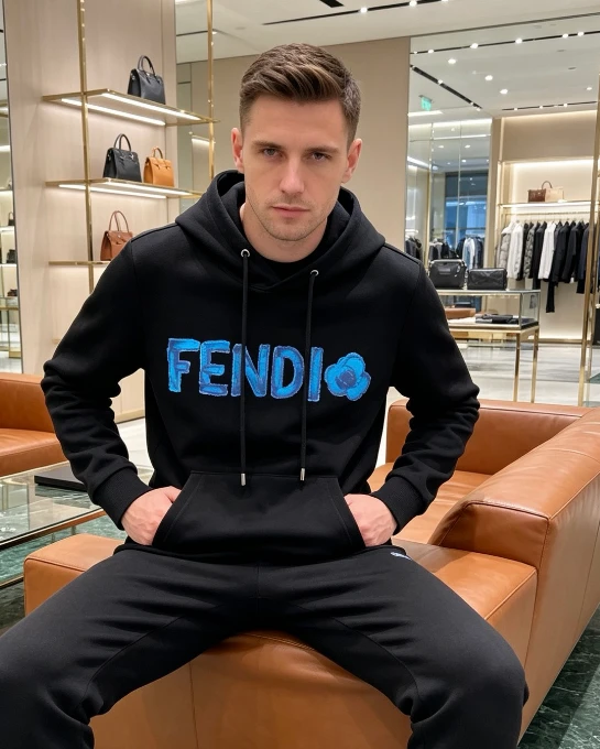 FF Blue Lettering Hoodie / Black - image