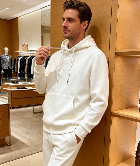 LV Tonal Logo Hoodie / White - image