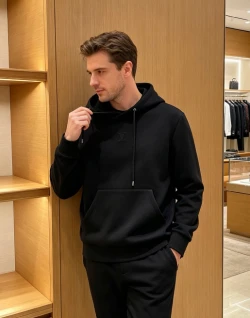 LV Tonal Logo Hoodie / Black