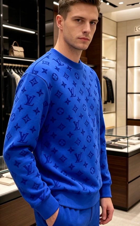 LV Contrast Monogram Long Sleeve / Blue - image