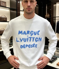 LV Blue Graphic Lettering Long Sleeve / White