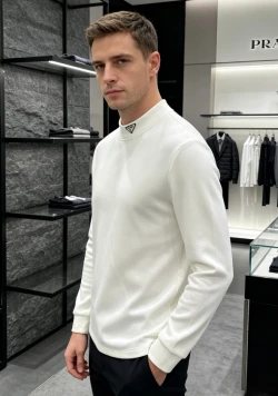 PRD Mock Neck Long Sleeve / White