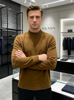 PRD Mock Neck Long Sleeve / Brown
