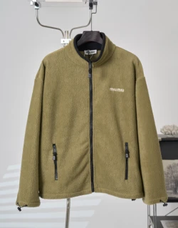 MIU Embroidered Logo Fleece Jacket / Green