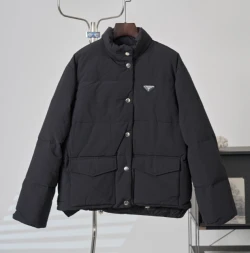 PRA Flap Pocket Stand Collar Down Jacket / Black