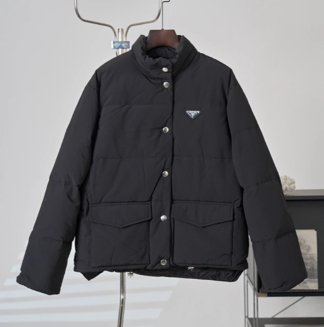 PRA Flap Pocket Stand Collar Down Jacket / Black - image