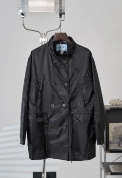 PRA Adjustable Waist Double Breasted Coat / Black