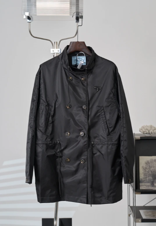PRA Adjustable Waist Double Breasted Coat / Black - image