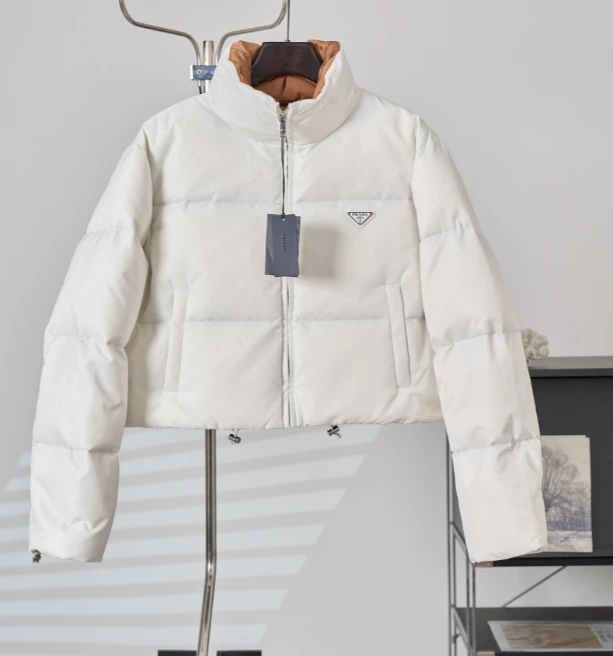 PRA Stand Collar Short Down Jacket / White - image