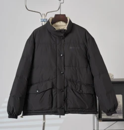 MIU Oversized Reversible Down Jacket / Black & Beige Lining