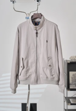 Ralph Lauren Embroidered Equestrian Knight Zip Jacket / Light Grey