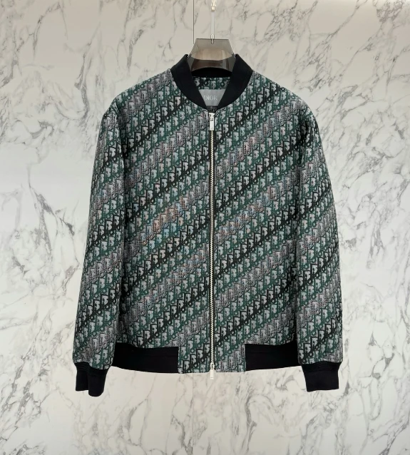 DIO Oblique Jacquard Bomber / Green & Black - image
