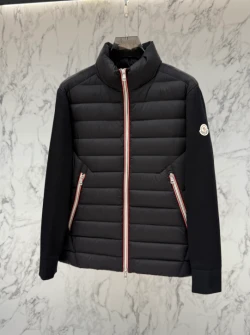 MON Quilted Front Panel Jacket / Black
