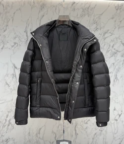 PRA Stand Collar Quilted Down Jacket / Dark Grey