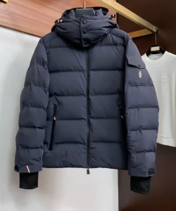 MON Sleeve Pocket Hooded Down Jacket / Navy